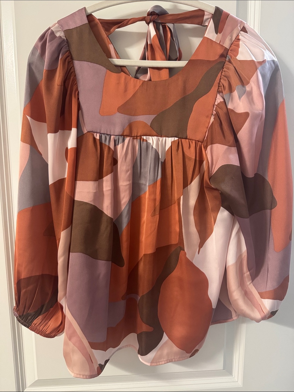 Women's Rust & Pink Printed Peasant Blouse